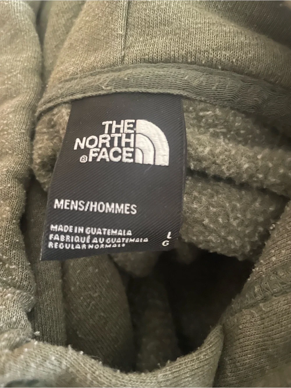 The North Face Men's Olive Green Crewneck Hoodie with White Logo